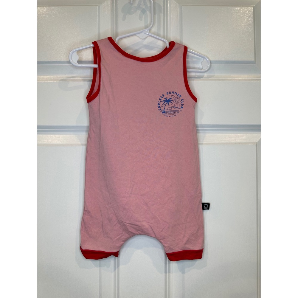 Rags Skelly Pink Endless Summer Club Palm Tree Romper Size 12-18 Months